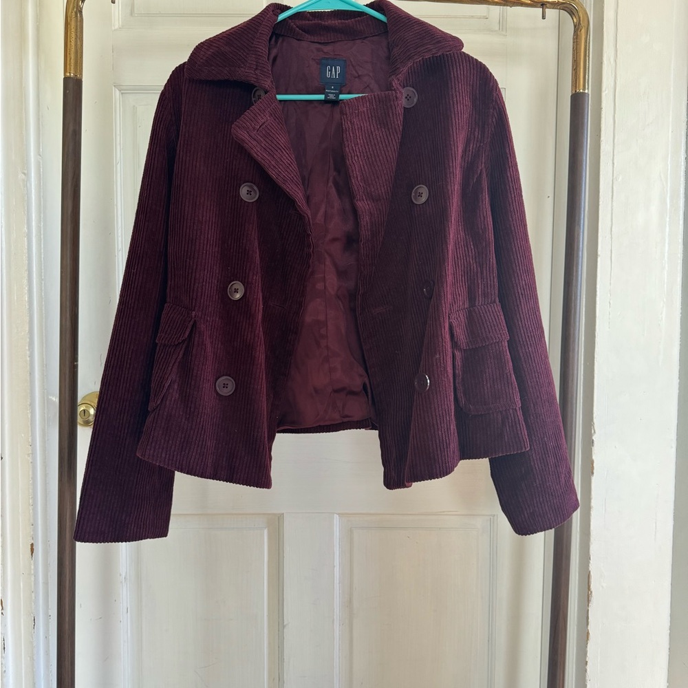 GAP Y2K Women's Deep Red Corduroy Blazer